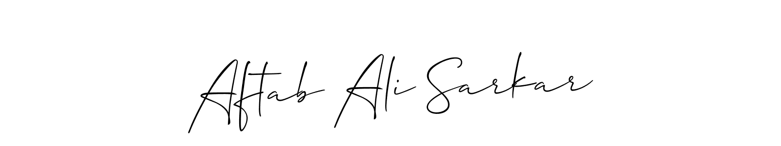 Allison_Script is a professional signature style that is perfect for those who want to add a touch of class to their signature. It is also a great choice for those who want to make their signature more unique. Get Aftab Ali Sarkar name to fancy signature for free. Aftab Ali Sarkar signature style 2 images and pictures png