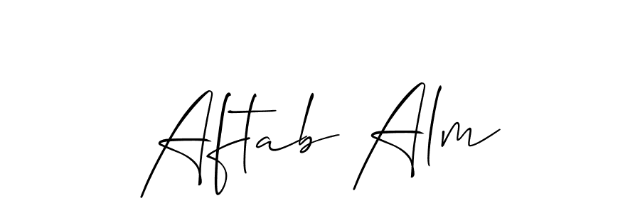 Make a beautiful signature design for name Aftab Alm. With this signature (Allison_Script) style, you can create a handwritten signature for free. Aftab Alm signature style 2 images and pictures png