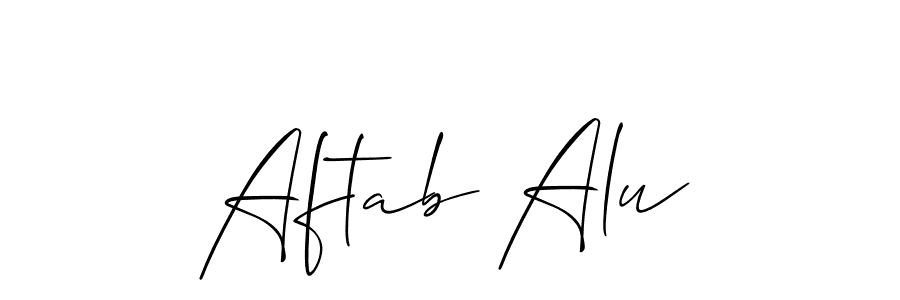 Design your own signature with our free online signature maker. With this signature software, you can create a handwritten (Allison_Script) signature for name Aftab Alu. Aftab Alu signature style 2 images and pictures png