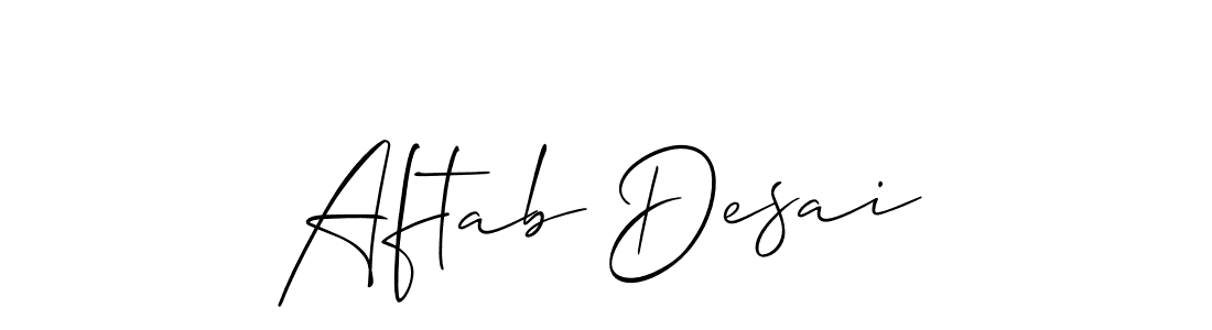 The best way (Allison_Script) to make a short signature is to pick only two or three words in your name. The name Aftab Desai include a total of six letters. For converting this name. Aftab Desai signature style 2 images and pictures png