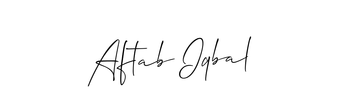 Make a beautiful signature design for name Aftab Iqbal. With this signature (Allison_Script) style, you can create a handwritten signature for free. Aftab Iqbal signature style 2 images and pictures png