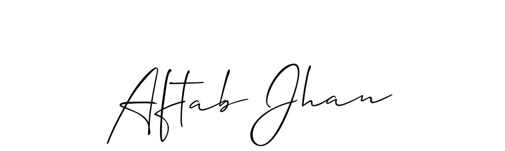 Make a short Aftab Jhan signature style. Manage your documents anywhere anytime using Allison_Script. Create and add eSignatures, submit forms, share and send files easily. Aftab Jhan signature style 2 images and pictures png
