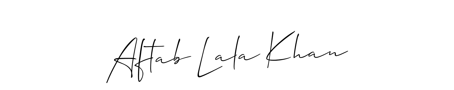 Create a beautiful signature design for name Aftab Lala Khan. With this signature (Allison_Script) fonts, you can make a handwritten signature for free. Aftab Lala Khan signature style 2 images and pictures png