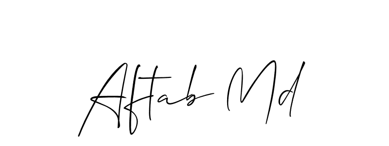 The best way (Allison_Script) to make a short signature is to pick only two or three words in your name. The name Aftab Md include a total of six letters. For converting this name. Aftab Md signature style 2 images and pictures png