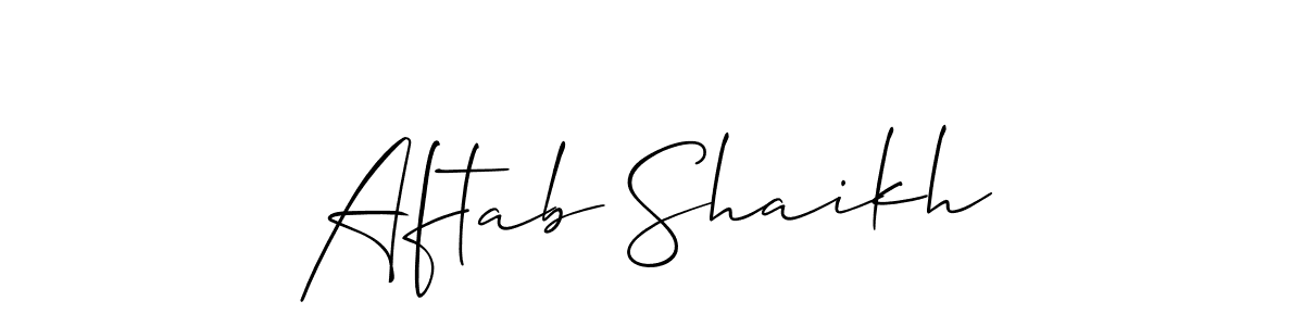 Allison_Script is a professional signature style that is perfect for those who want to add a touch of class to their signature. It is also a great choice for those who want to make their signature more unique. Get Aftab Shaikh name to fancy signature for free. Aftab Shaikh signature style 2 images and pictures png