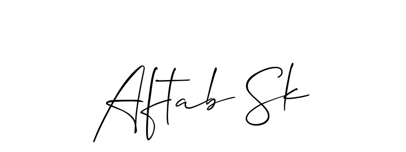 How to make Aftab Sk name signature. Use Allison_Script style for creating short signs online. This is the latest handwritten sign. Aftab Sk signature style 2 images and pictures png