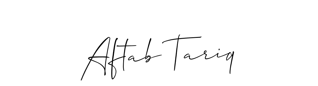 The best way (Allison_Script) to make a short signature is to pick only two or three words in your name. The name Aftab Tariq include a total of six letters. For converting this name. Aftab Tariq signature style 2 images and pictures png