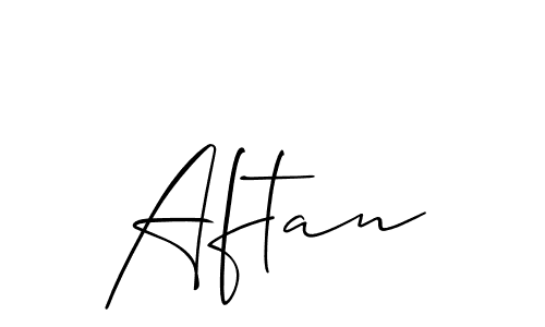 Design your own signature with our free online signature maker. With this signature software, you can create a handwritten (Allison_Script) signature for name Aftan. Aftan signature style 2 images and pictures png