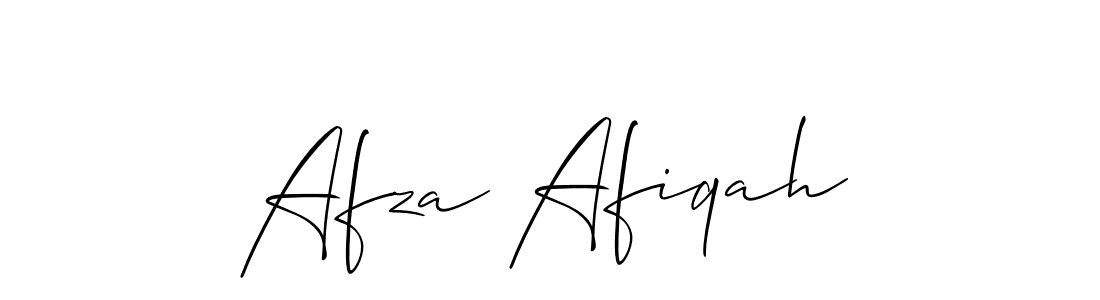 Make a beautiful signature design for name Afza Afiqah. With this signature (Allison_Script) style, you can create a handwritten signature for free. Afza Afiqah signature style 2 images and pictures png