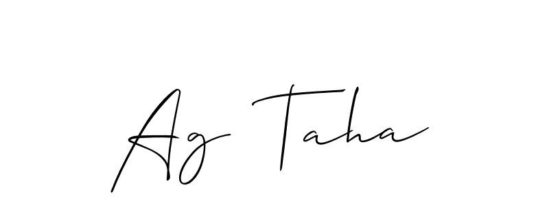 if you are searching for the best signature style for your name Ag  Taha. so please give up your signature search. here we have designed multiple signature styles  using Allison_Script. Ag  Taha signature style 2 images and pictures png