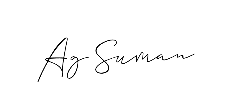Create a beautiful signature design for name Ag Suman. With this signature (Allison_Script) fonts, you can make a handwritten signature for free. Ag Suman signature style 2 images and pictures png