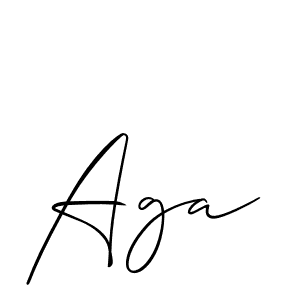 Create a beautiful signature design for name Aga. With this signature (Allison_Script) fonts, you can make a handwritten signature for free. Aga signature style 2 images and pictures png