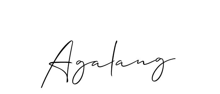 The best way (Allison_Script) to make a short signature is to pick only two or three words in your name. The name Agalang include a total of six letters. For converting this name. Agalang signature style 2 images and pictures png