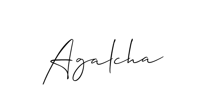 The best way (Allison_Script) to make a short signature is to pick only two or three words in your name. The name Agalcha include a total of six letters. For converting this name. Agalcha signature style 2 images and pictures png