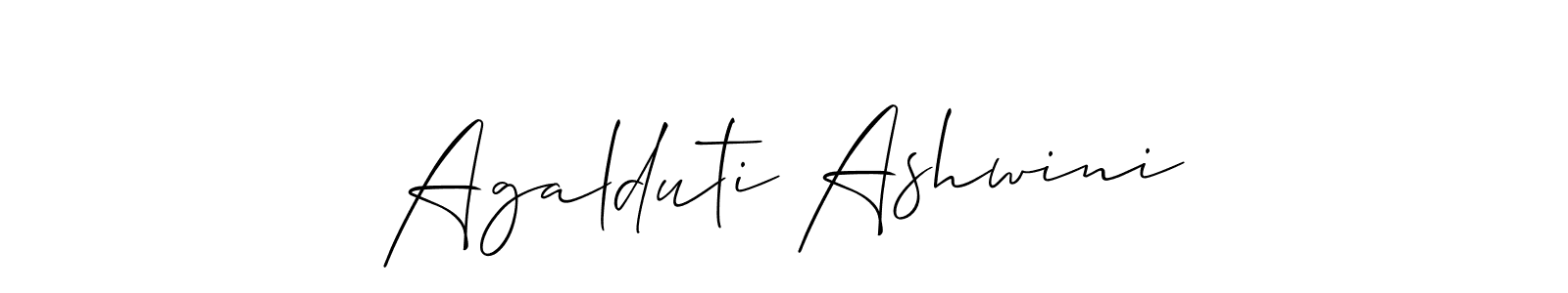 Similarly Allison_Script is the best handwritten signature design. Signature creator online .You can use it as an online autograph creator for name Agalduti Ashwini. Agalduti Ashwini signature style 2 images and pictures png