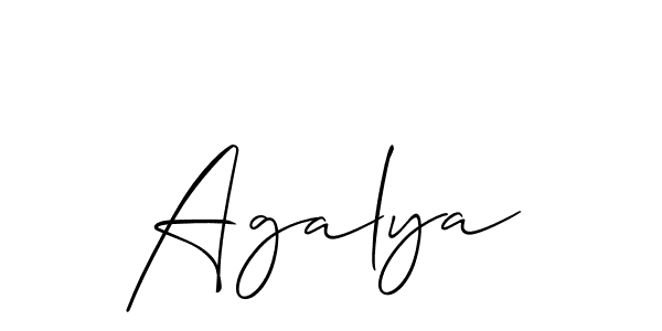 Allison_Script is a professional signature style that is perfect for those who want to add a touch of class to their signature. It is also a great choice for those who want to make their signature more unique. Get Agalya name to fancy signature for free. Agalya signature style 2 images and pictures png