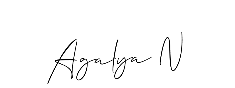 Also You can easily find your signature by using the search form. We will create Agalya N name handwritten signature images for you free of cost using Allison_Script sign style. Agalya N signature style 2 images and pictures png