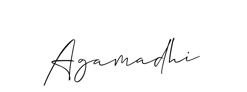 Use a signature maker to create a handwritten signature online. With this signature software, you can design (Allison_Script) your own signature for name Agamadhi. Agamadhi signature style 2 images and pictures png