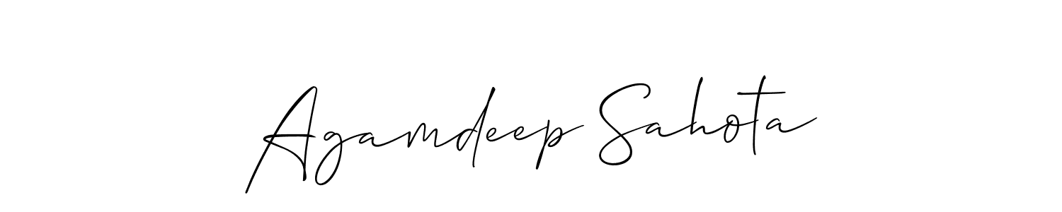 How to make Agamdeep Sahota name signature. Use Allison_Script style for creating short signs online. This is the latest handwritten sign. Agamdeep Sahota signature style 2 images and pictures png