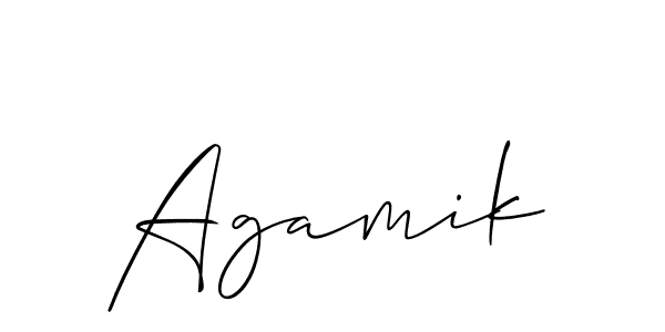 Use a signature maker to create a handwritten signature online. With this signature software, you can design (Allison_Script) your own signature for name Agamik. Agamik signature style 2 images and pictures png