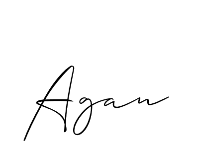 Design your own signature with our free online signature maker. With this signature software, you can create a handwritten (Allison_Script) signature for name Agan. Agan signature style 2 images and pictures png