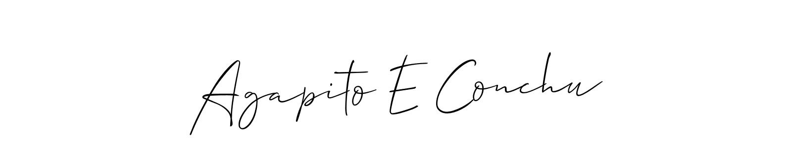 Allison_Script is a professional signature style that is perfect for those who want to add a touch of class to their signature. It is also a great choice for those who want to make their signature more unique. Get Agapito E Conchu name to fancy signature for free. Agapito E Conchu signature style 2 images and pictures png