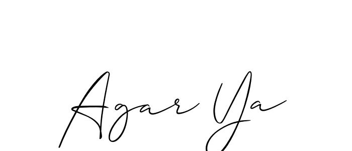 Similarly Allison_Script is the best handwritten signature design. Signature creator online .You can use it as an online autograph creator for name Agar Ya. Agar Ya signature style 2 images and pictures png