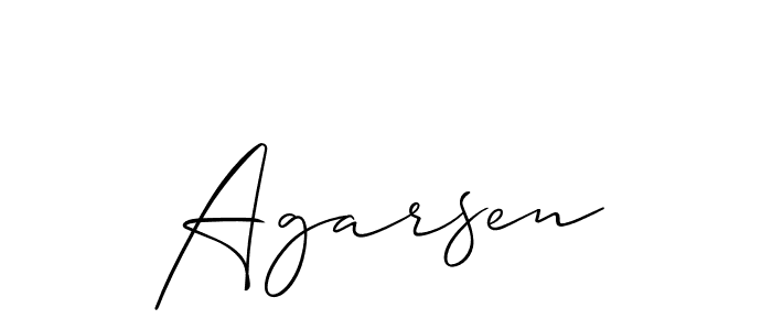 The best way (Allison_Script) to make a short signature is to pick only two or three words in your name. The name Agarsen include a total of six letters. For converting this name. Agarsen signature style 2 images and pictures png