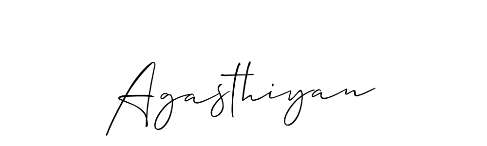 Create a beautiful signature design for name Agasthiyan. With this signature (Allison_Script) fonts, you can make a handwritten signature for free. Agasthiyan signature style 2 images and pictures png