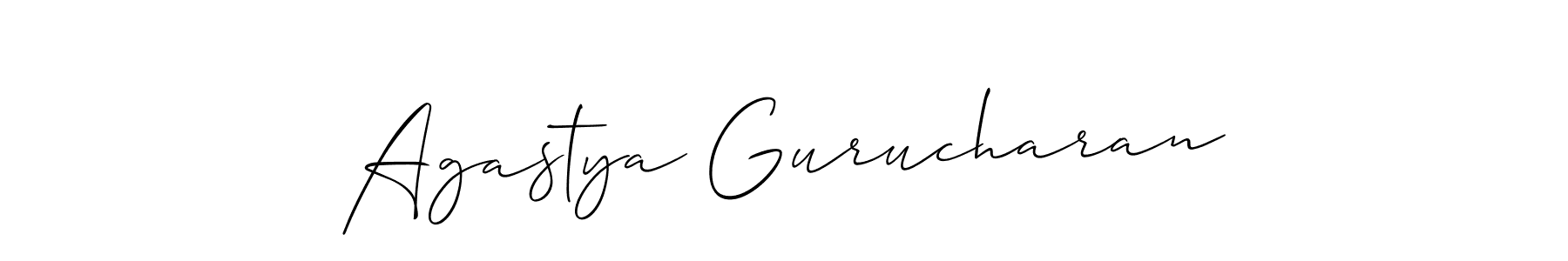 How to make Agastya Gurucharan signature? Allison_Script is a professional autograph style. Create handwritten signature for Agastya Gurucharan name. Agastya Gurucharan signature style 2 images and pictures png