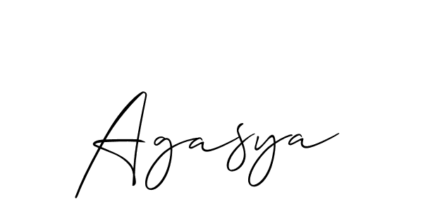 How to make Agasya signature? Allison_Script is a professional autograph style. Create handwritten signature for Agasya name. Agasya signature style 2 images and pictures png