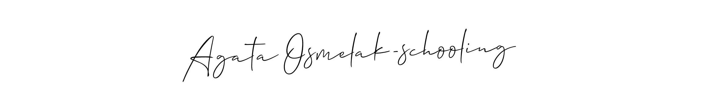 Make a short Agata Osmelak-schooling signature style. Manage your documents anywhere anytime using Allison_Script. Create and add eSignatures, submit forms, share and send files easily. Agata Osmelak-schooling signature style 2 images and pictures png