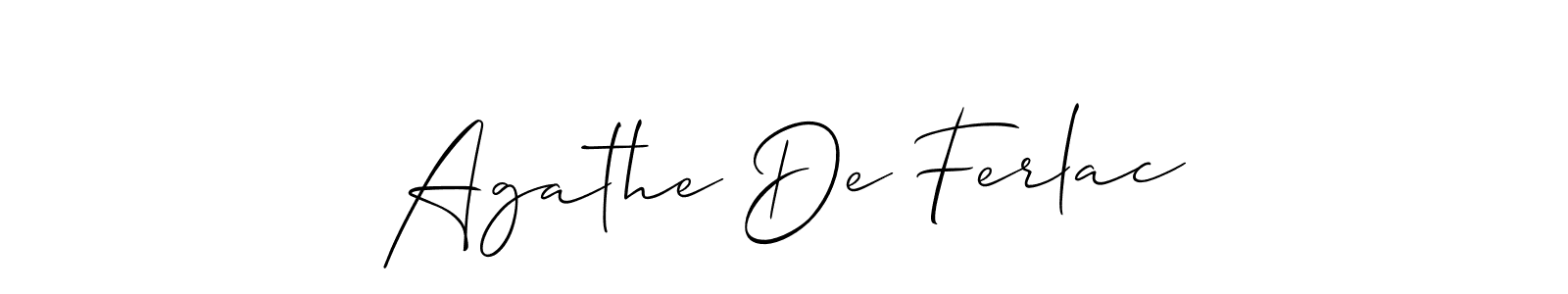 Make a short Agathe De Ferlac signature style. Manage your documents anywhere anytime using Allison_Script. Create and add eSignatures, submit forms, share and send files easily. Agathe De Ferlac signature style 2 images and pictures png
