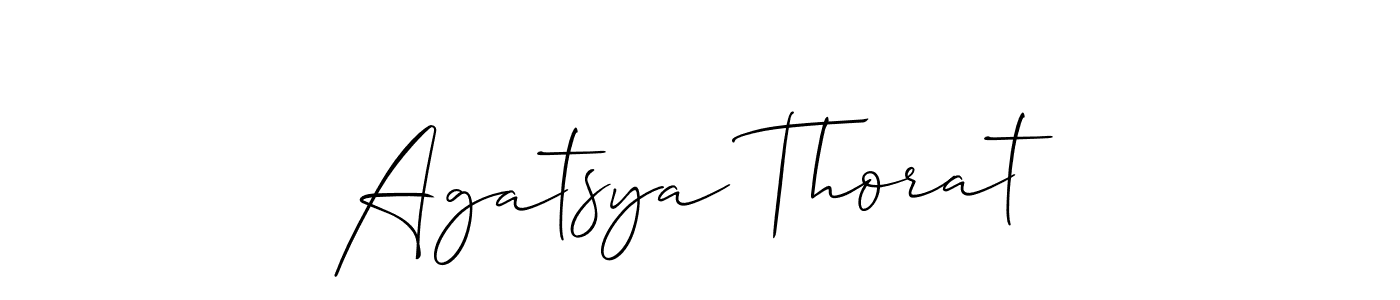 Allison_Script is a professional signature style that is perfect for those who want to add a touch of class to their signature. It is also a great choice for those who want to make their signature more unique. Get Agatsya Thorat name to fancy signature for free. Agatsya Thorat signature style 2 images and pictures png