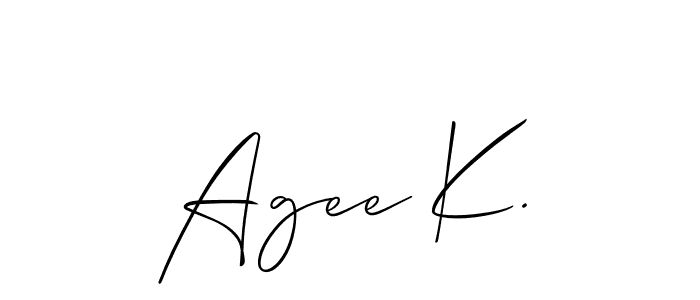Also we have Agee K. name is the best signature style. Create professional handwritten signature collection using Allison_Script autograph style. Agee K. signature style 2 images and pictures png