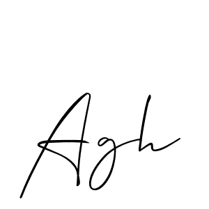 Design your own signature with our free online signature maker. With this signature software, you can create a handwritten (Allison_Script) signature for name Agh. Agh signature style 2 images and pictures png