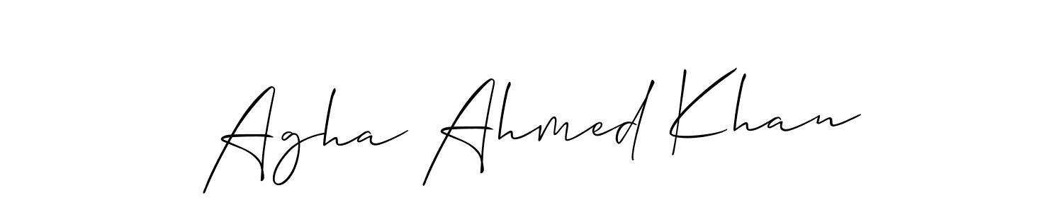 How to make Agha Ahmed Khan name signature. Use Allison_Script style for creating short signs online. This is the latest handwritten sign. Agha Ahmed Khan signature style 2 images and pictures png