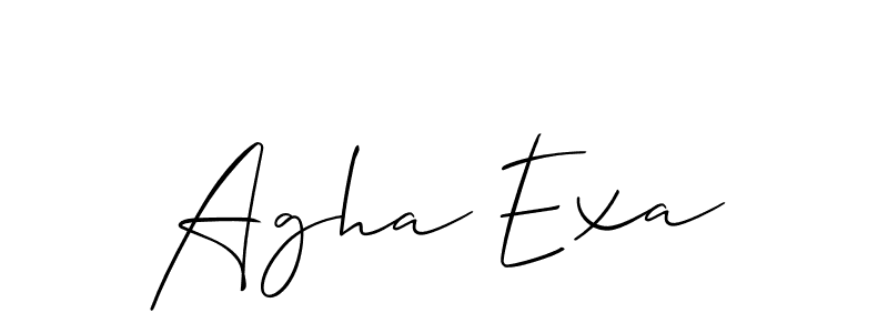 You should practise on your own different ways (Allison_Script) to write your name (Agha Exa) in signature. don't let someone else do it for you. Agha Exa signature style 2 images and pictures png