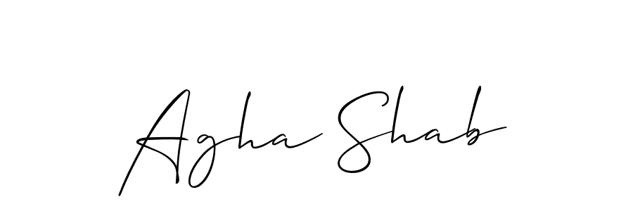 Design your own signature with our free online signature maker. With this signature software, you can create a handwritten (Allison_Script) signature for name Agha Shab. Agha Shab signature style 2 images and pictures png