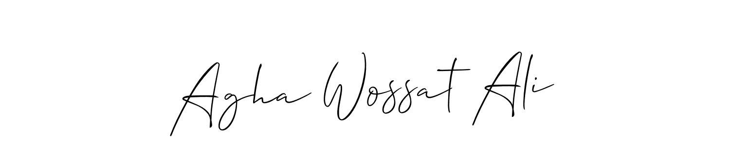 Also we have Agha Wossat Ali name is the best signature style. Create professional handwritten signature collection using Allison_Script autograph style. Agha Wossat Ali signature style 2 images and pictures png