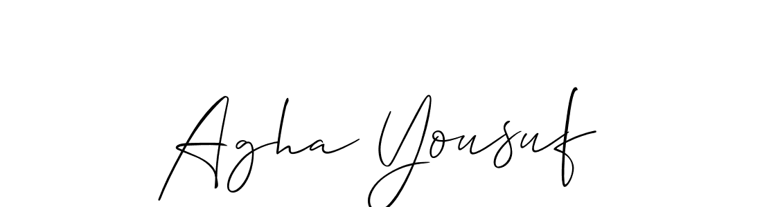 The best way (Allison_Script) to make a short signature is to pick only two or three words in your name. The name Agha Yousuf include a total of six letters. For converting this name. Agha Yousuf signature style 2 images and pictures png