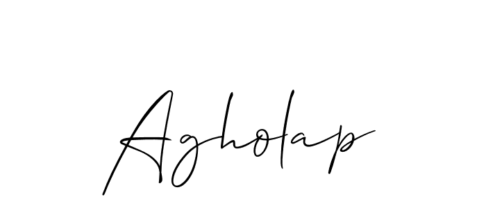 The best way (Allison_Script) to make a short signature is to pick only two or three words in your name. The name Agholap include a total of six letters. For converting this name. Agholap signature style 2 images and pictures png