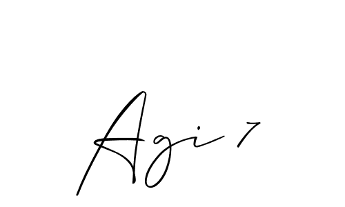 Design your own signature with our free online signature maker. With this signature software, you can create a handwritten (Allison_Script) signature for name Agi 7. Agi 7 signature style 2 images and pictures png