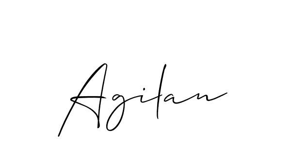 The best way (Allison_Script) to make a short signature is to pick only two or three words in your name. The name Agilan include a total of six letters. For converting this name. Agilan signature style 2 images and pictures png