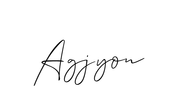 The best way (Allison_Script) to make a short signature is to pick only two or three words in your name. The name Agjyon include a total of six letters. For converting this name. Agjyon signature style 2 images and pictures png