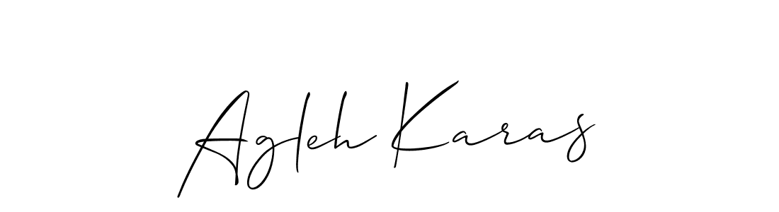 Create a beautiful signature design for name Agleh Karas. With this signature (Allison_Script) fonts, you can make a handwritten signature for free. Agleh Karas signature style 2 images and pictures png