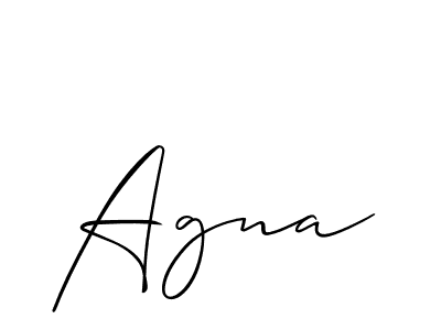 Use a signature maker to create a handwritten signature online. With this signature software, you can design (Allison_Script) your own signature for name Agna. Agna signature style 2 images and pictures png