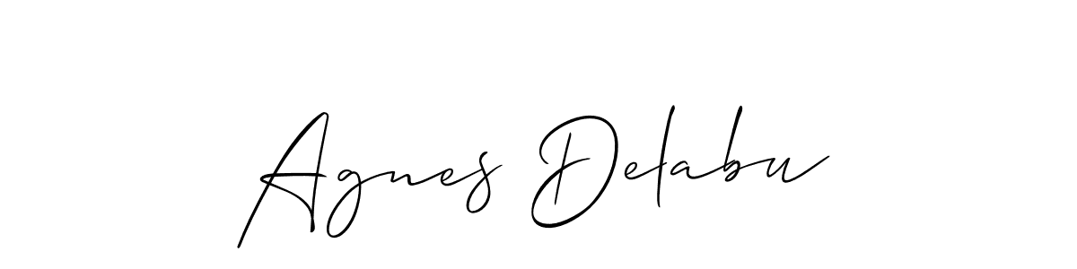 Create a beautiful signature design for name Agnes Delabu. With this signature (Allison_Script) fonts, you can make a handwritten signature for free. Agnes Delabu signature style 2 images and pictures png