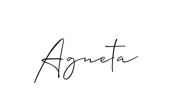 The best way (Allison_Script) to make a short signature is to pick only two or three words in your name. The name Agneta include a total of six letters. For converting this name. Agneta signature style 2 images and pictures png