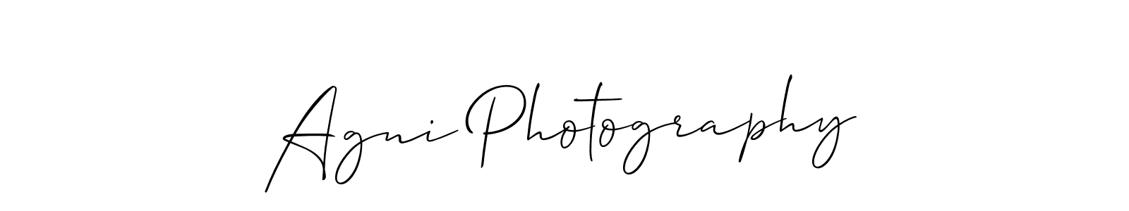 The best way (Allison_Script) to make a short signature is to pick only two or three words in your name. The name Agni Photography include a total of six letters. For converting this name. Agni Photography signature style 2 images and pictures png